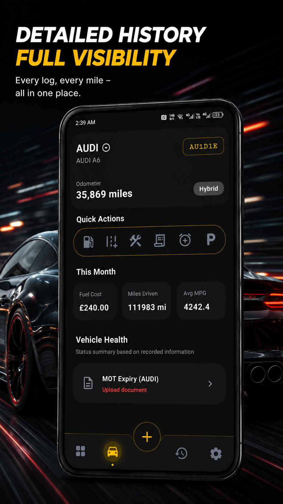 Car Log Detailed History & Visibility