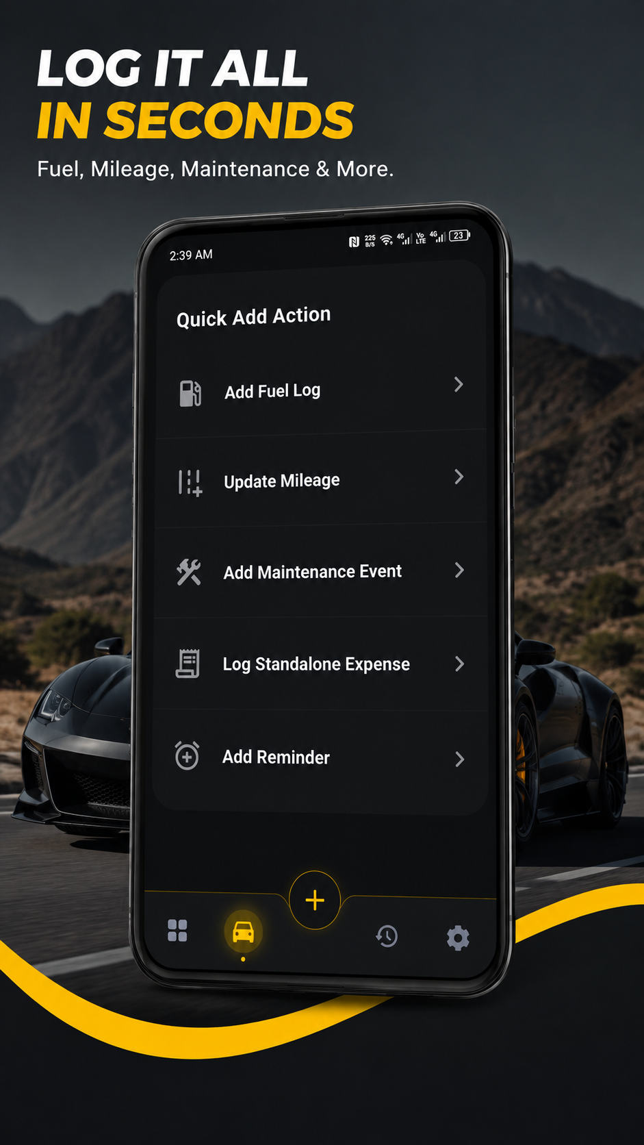 Car Log Quick Action Logging