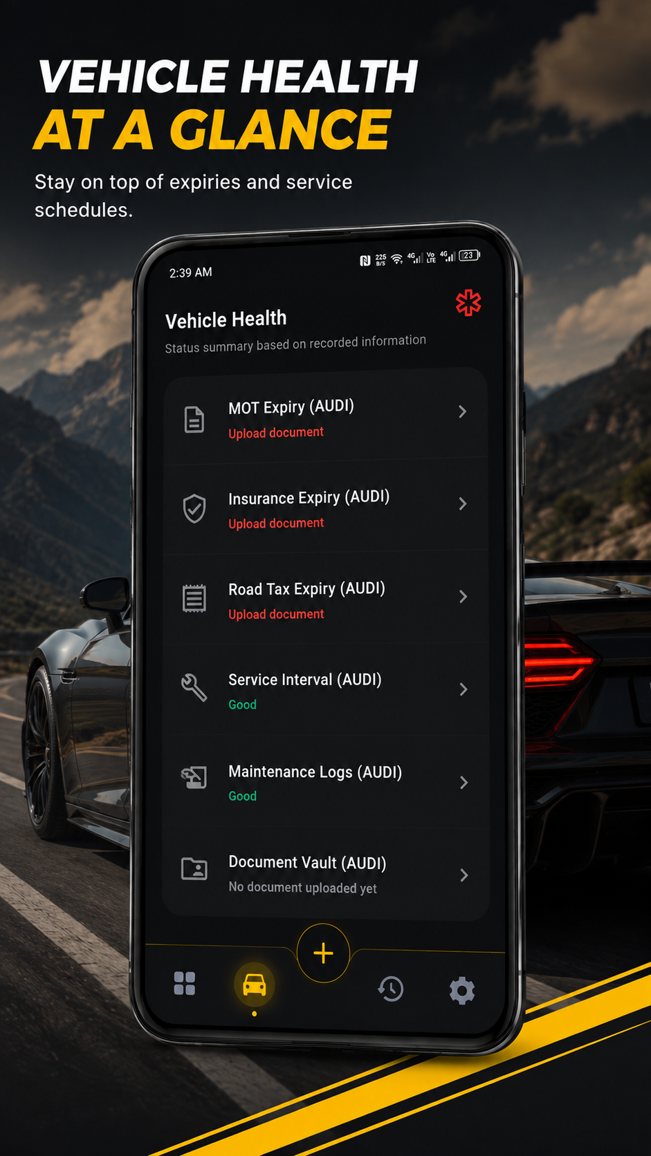 Car Log Vehicle Health at a Glance