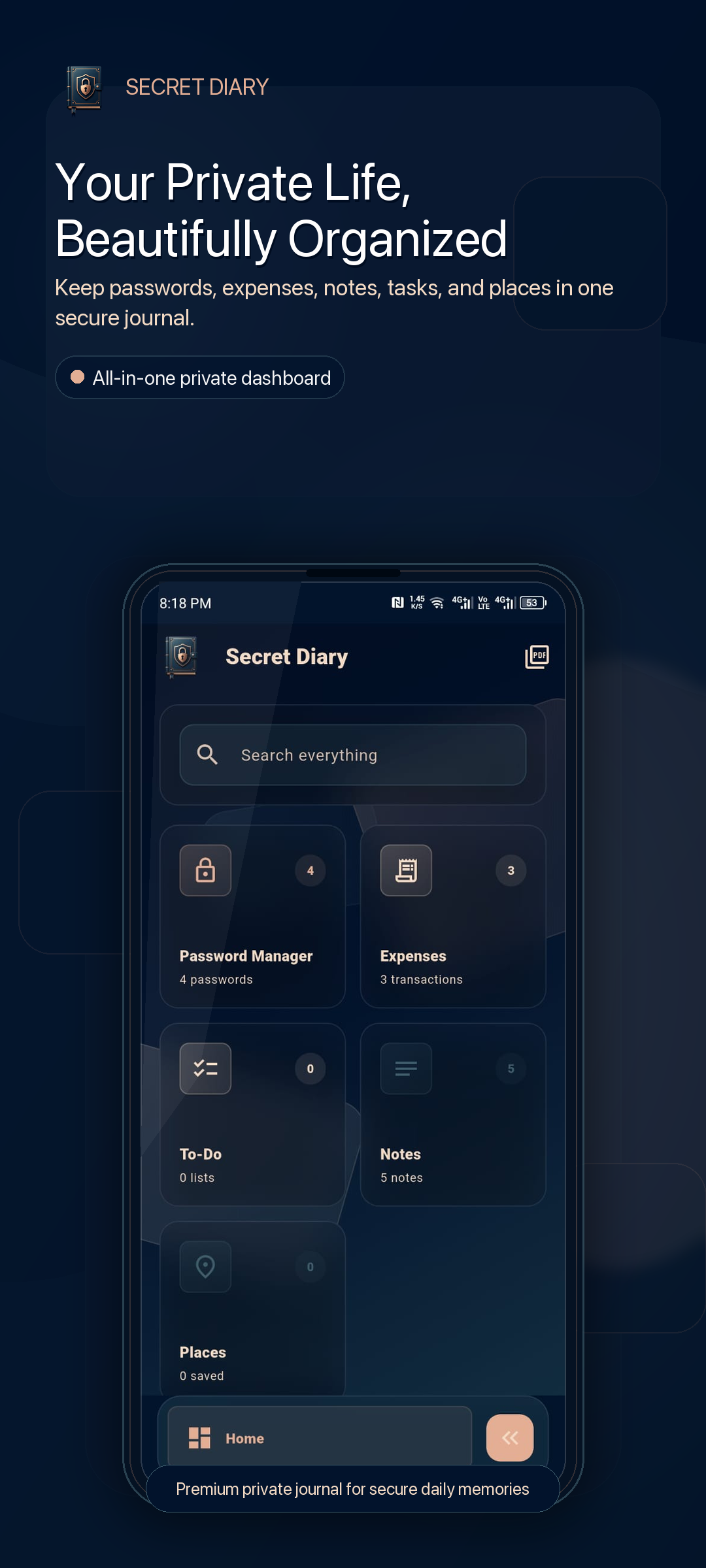 Secret Diary Dashboard Interface